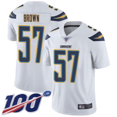Los Angeles Chargers NFL Football Jatavis Brown White Jersey Youth Limited #57 Road 100th Season Vapor Untouchable->youth nfl jersey->Youth Jersey